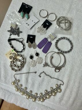 LOT Silver Costume Jewelry